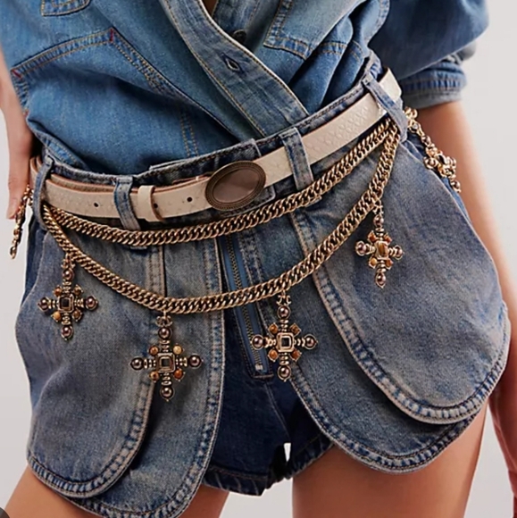 New Free People We The Free Prince Street Denim Western Cowboy Shorts Size 26 - Picture 1 of 14